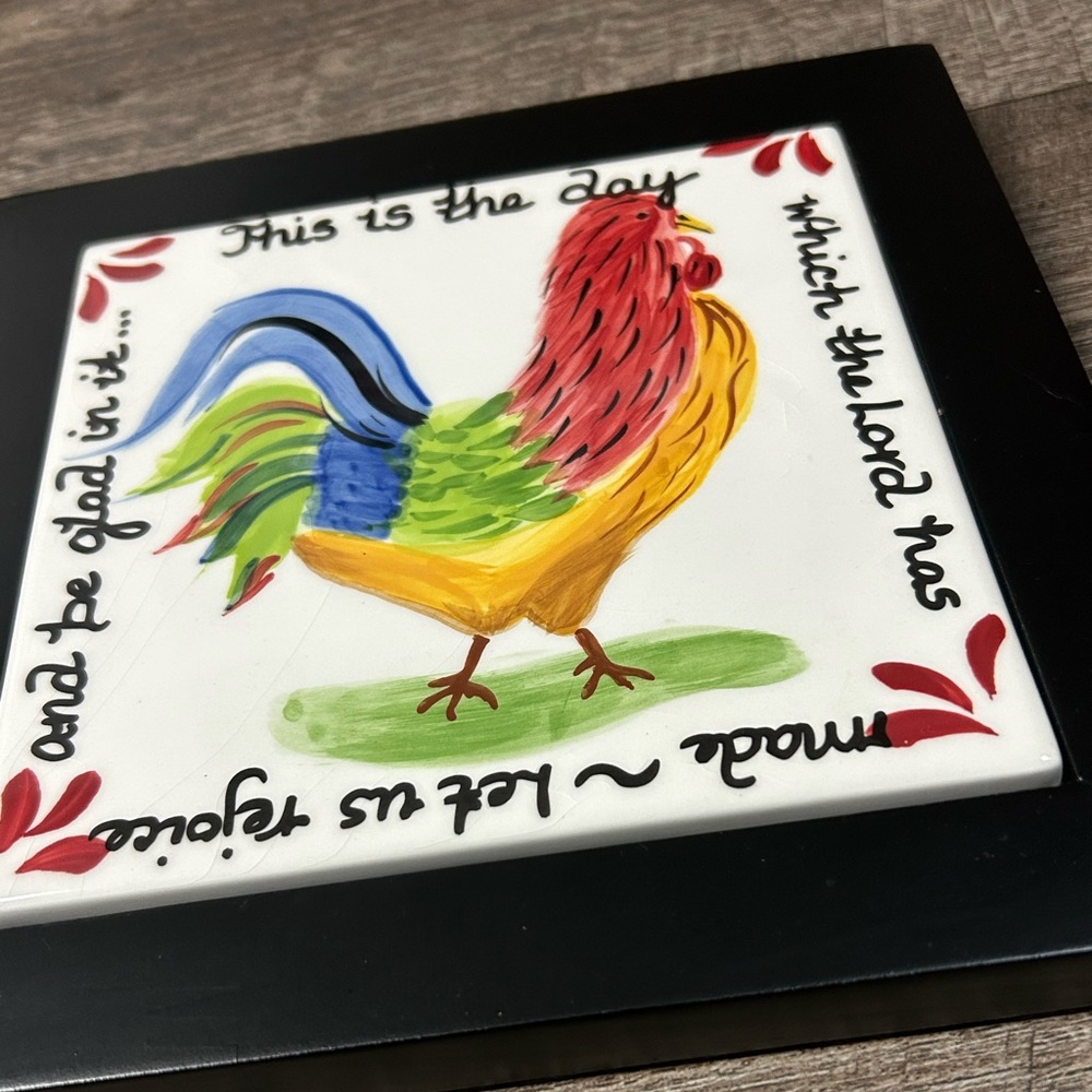 Hand Painted Rooster Tile Plaque - Picture 2 of 5
